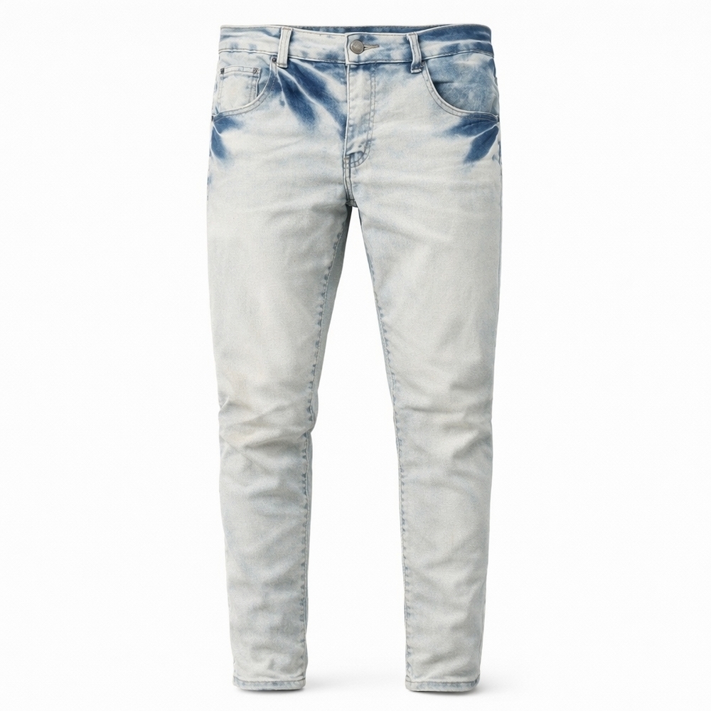 Men’s Light Wash Skinny Jeans Size 34x32 Slim Fit Distressed Fade Denim